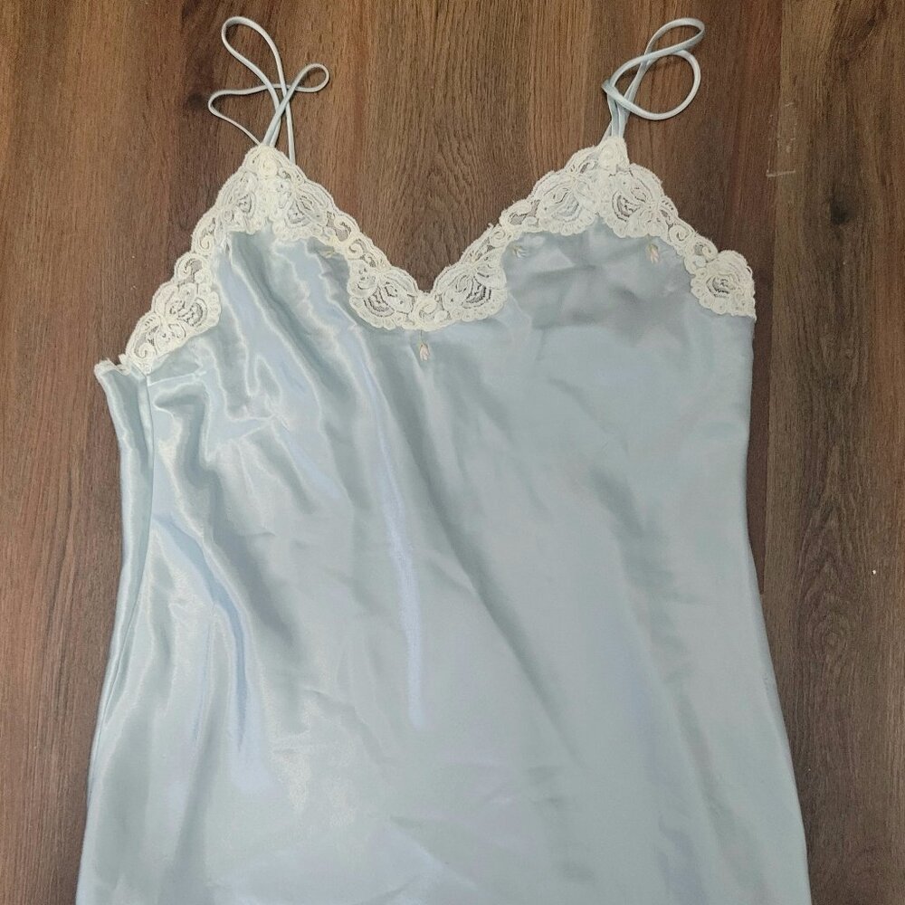 Vintage light blue satin slip dress